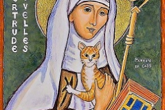 Святая Гертруда Невильская с кошкой на руках.