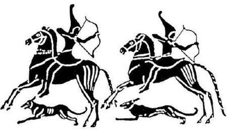 Кіммерійські вершники. Зображення на етруській вазі. VI ст. до н.е