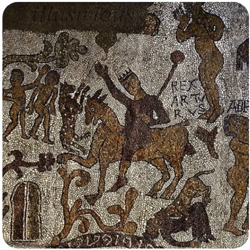 Битва між королем Артуром та Котом Палуг на мозаїці в соборі Отранто